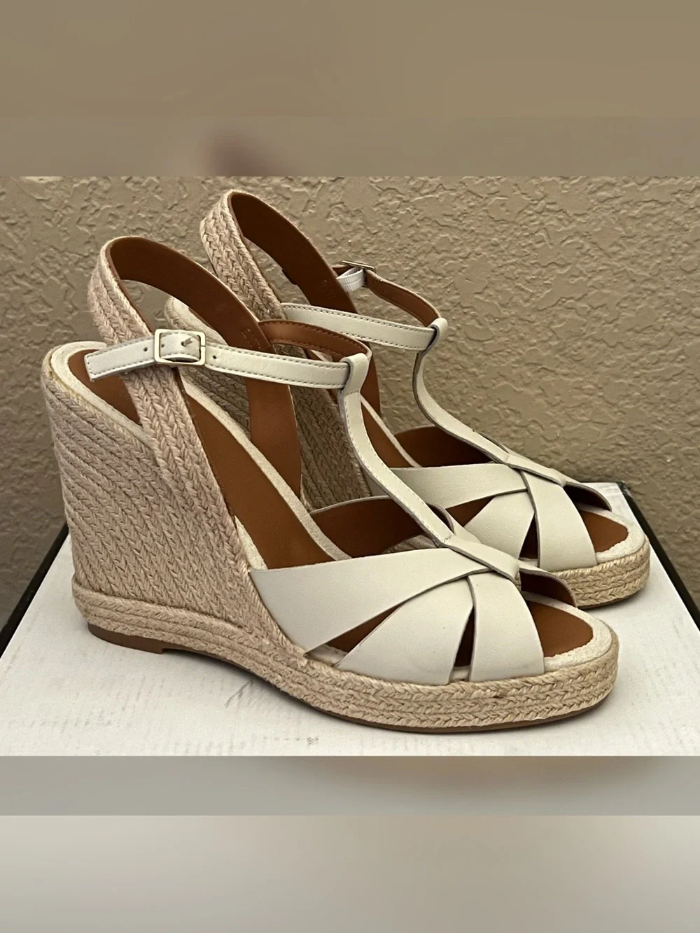 Steve Madden Thelma Bone Leather Wedge Heel Sandals Size-9.5